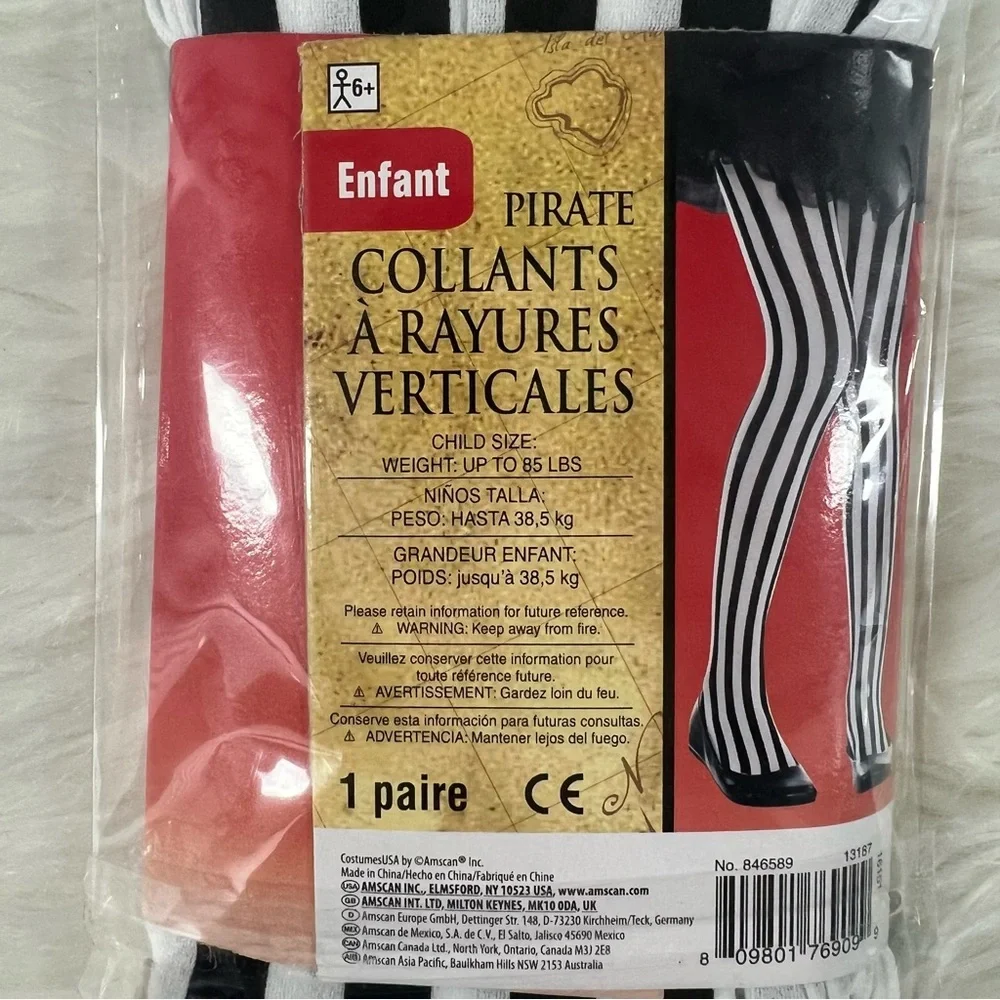 Black and White vertical Striped Tights NEW Child one size Halloween costume